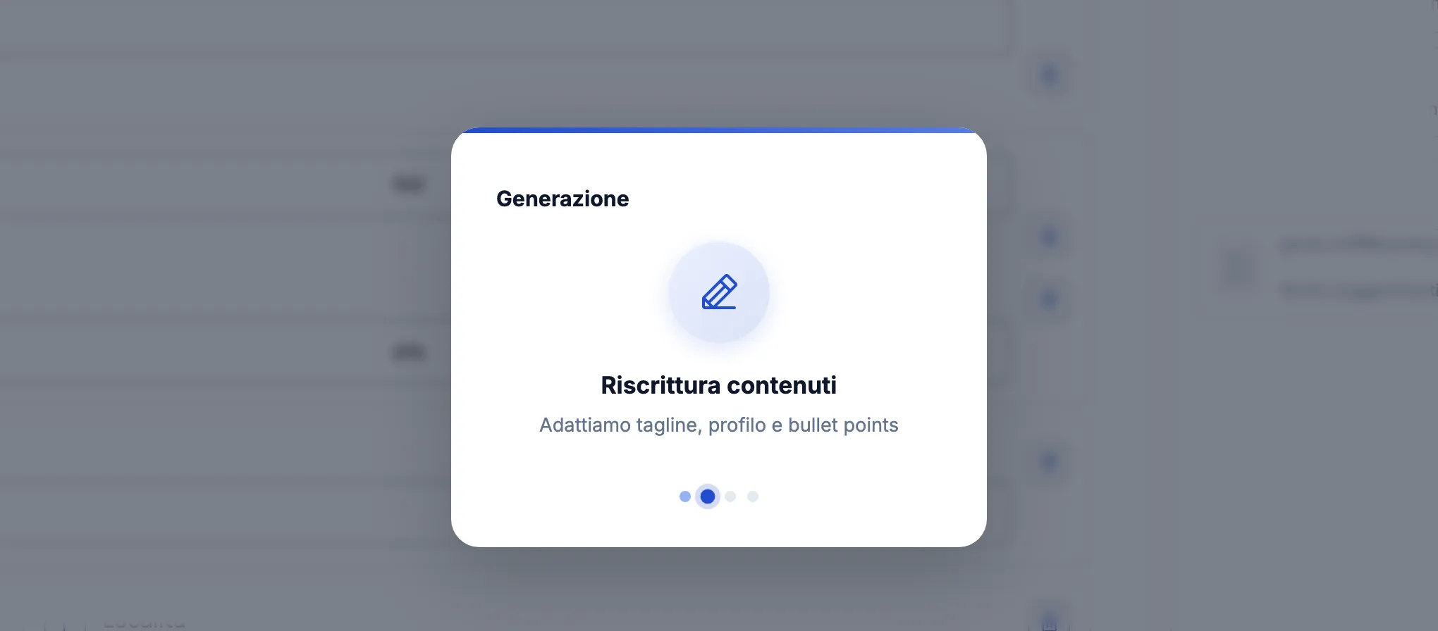 Stepper CV su misura durante l'allineamento delle keyword dell'annuncio