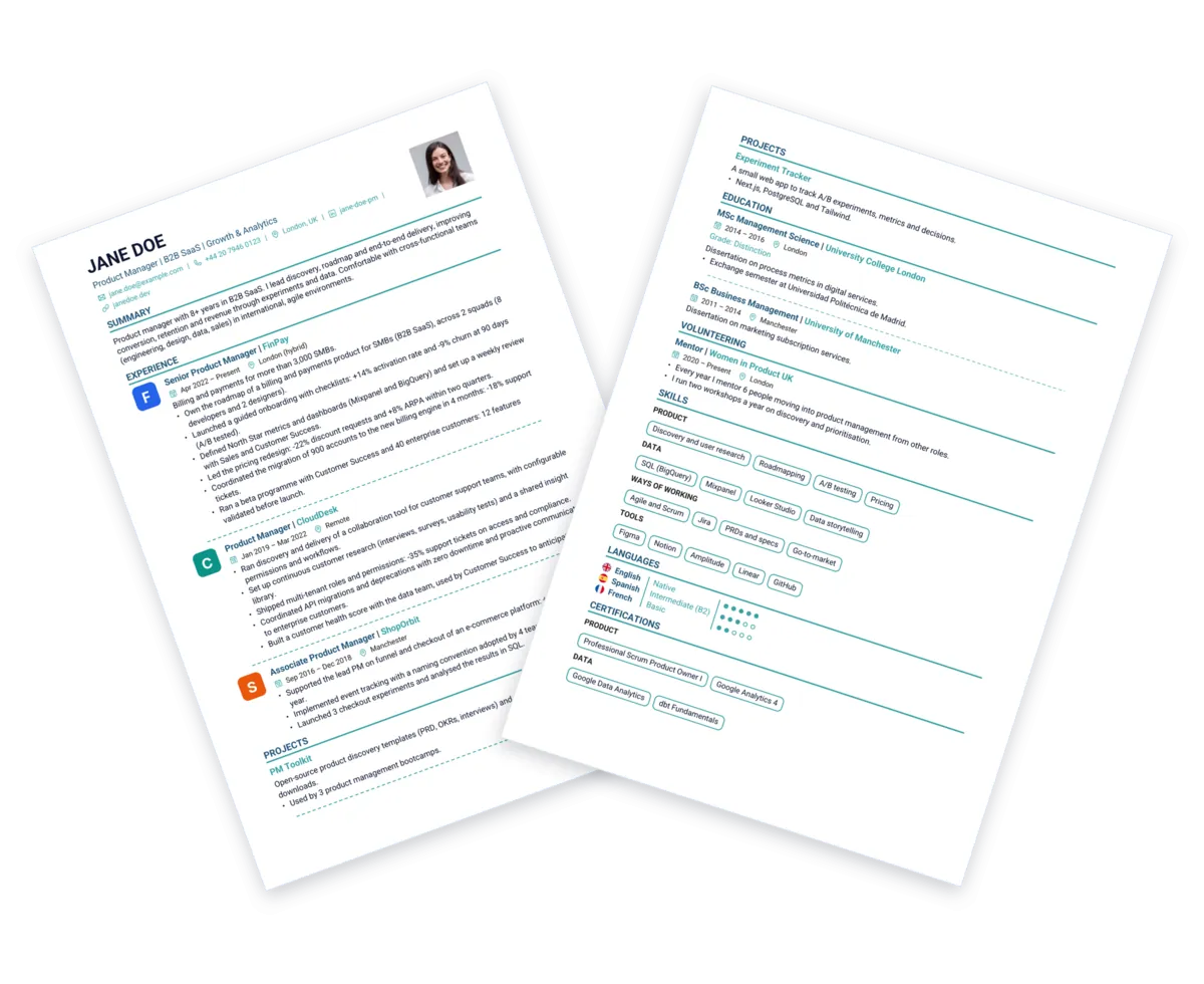 Sample CV with the Classic template