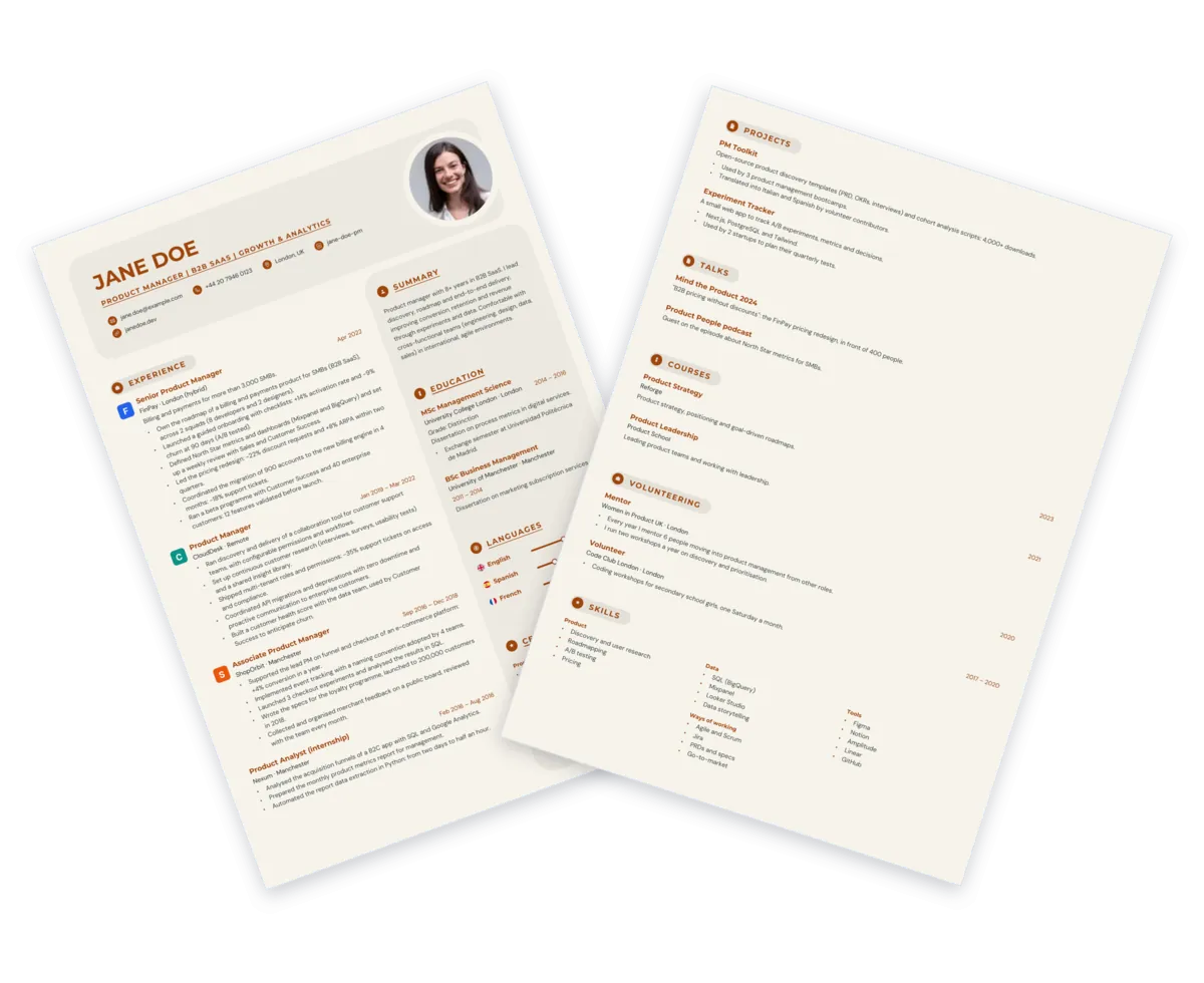 Sample CV with the Elegant template
