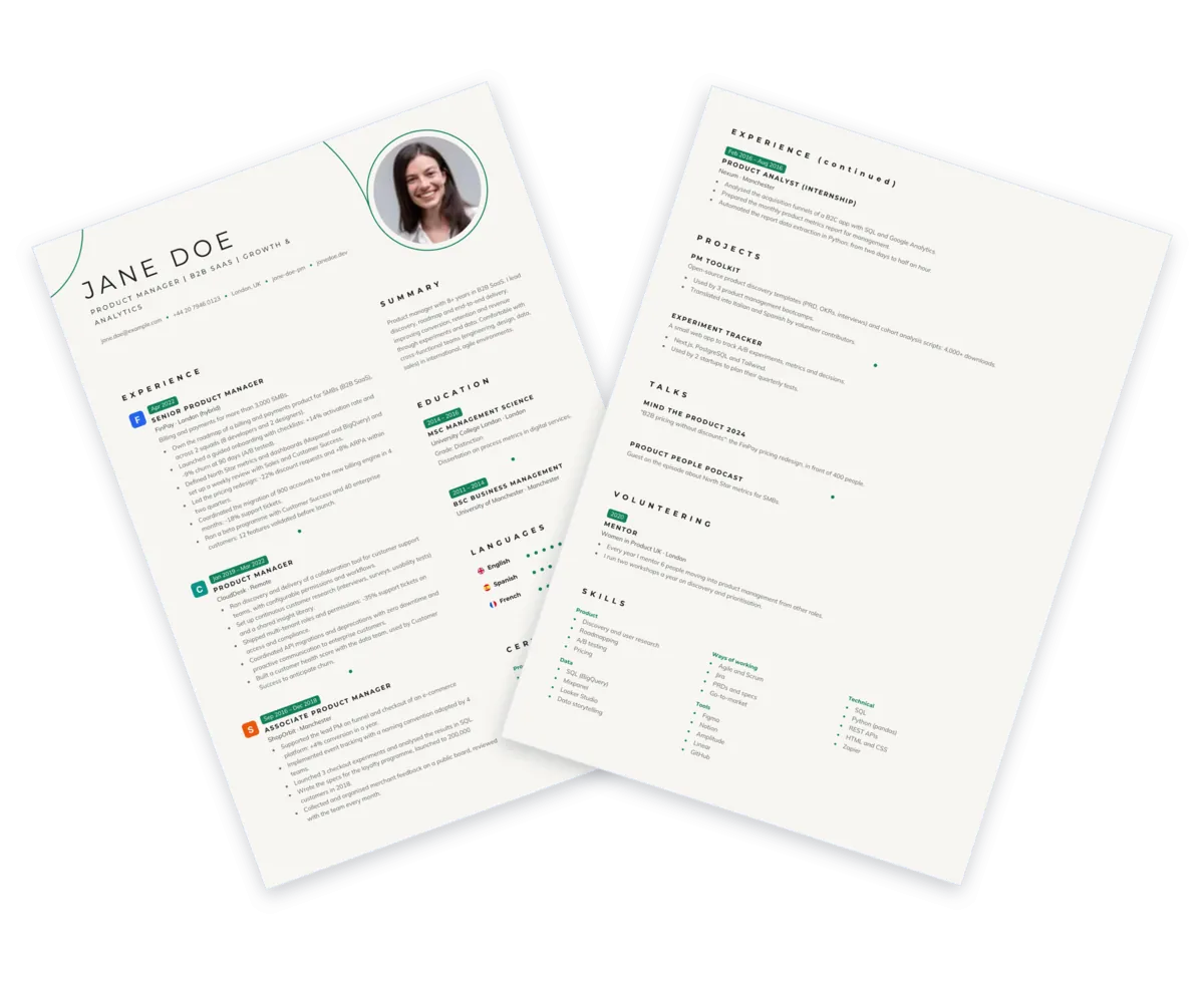 Sample CV with the Orbits template