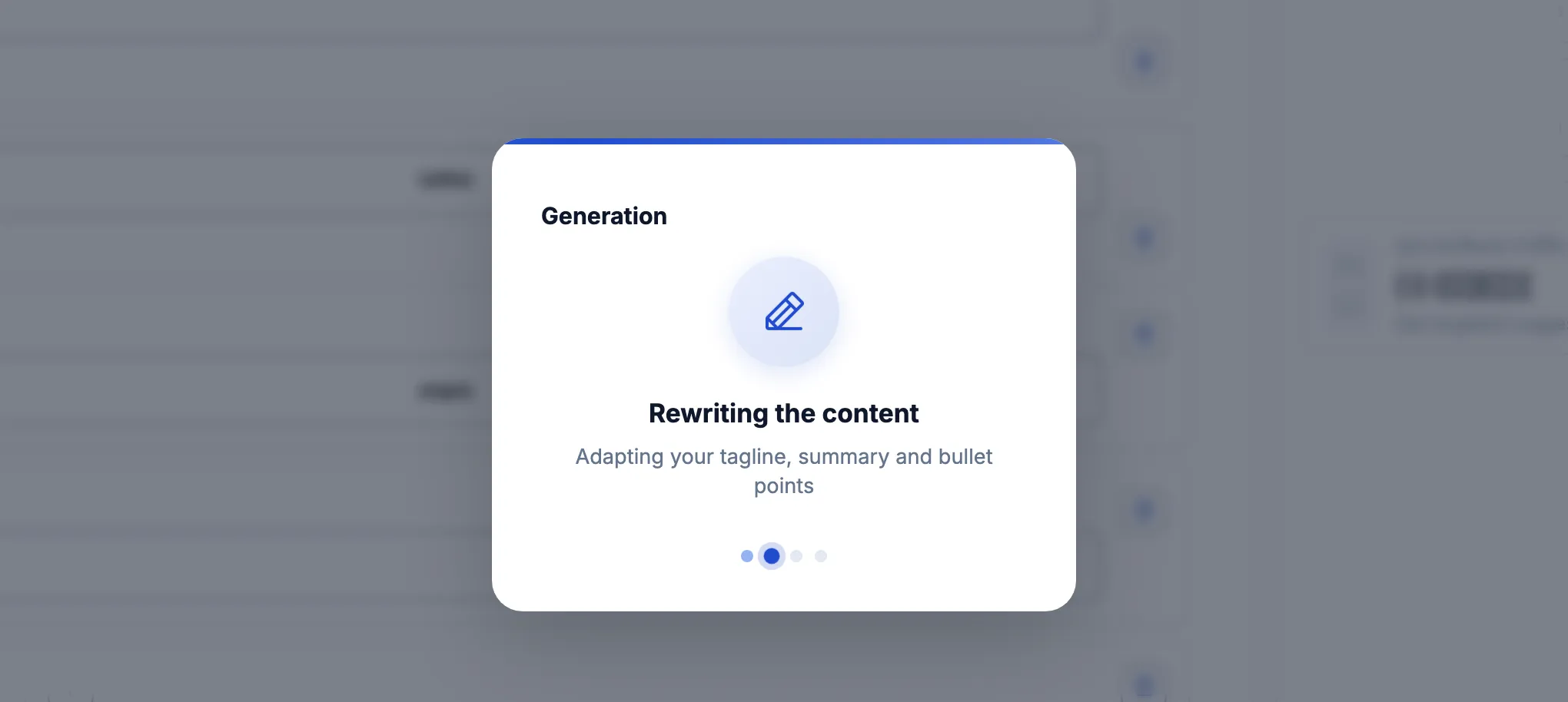 Tailored CV stepper aligning the posting's keywords